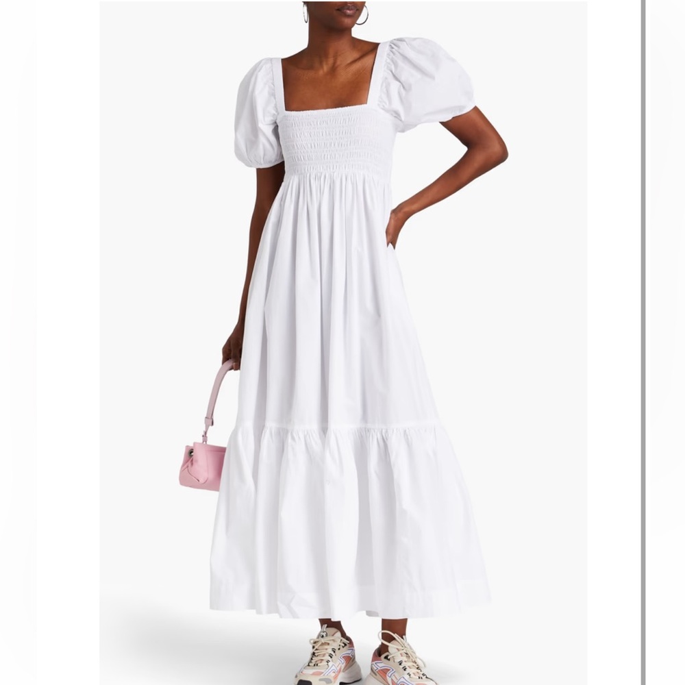 GANNI Cotton Tiered Maxi Skirt - White